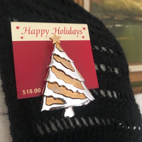 Rare Happy Holidays Snowman & Tree Brooch Pins NWT - Picture 8 of 10